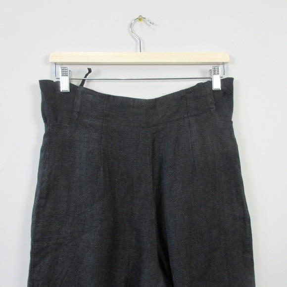 Blacky Dress Women's Black 100% Linen High Waist Pleated Trouser Pants 464 - Picture 7 of 15